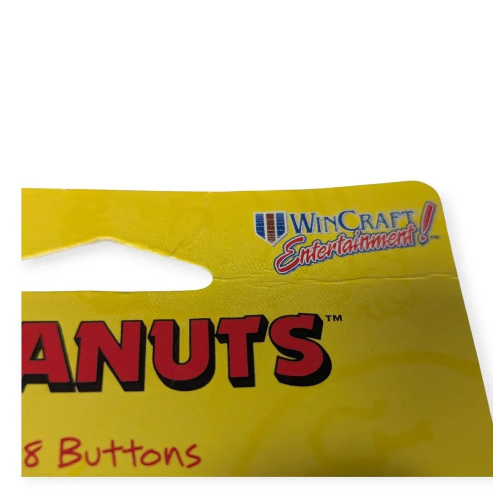 Vintage 1998 Wincraft Peanuts Pinback Buttons Set of 8 On Card Sealed NOS